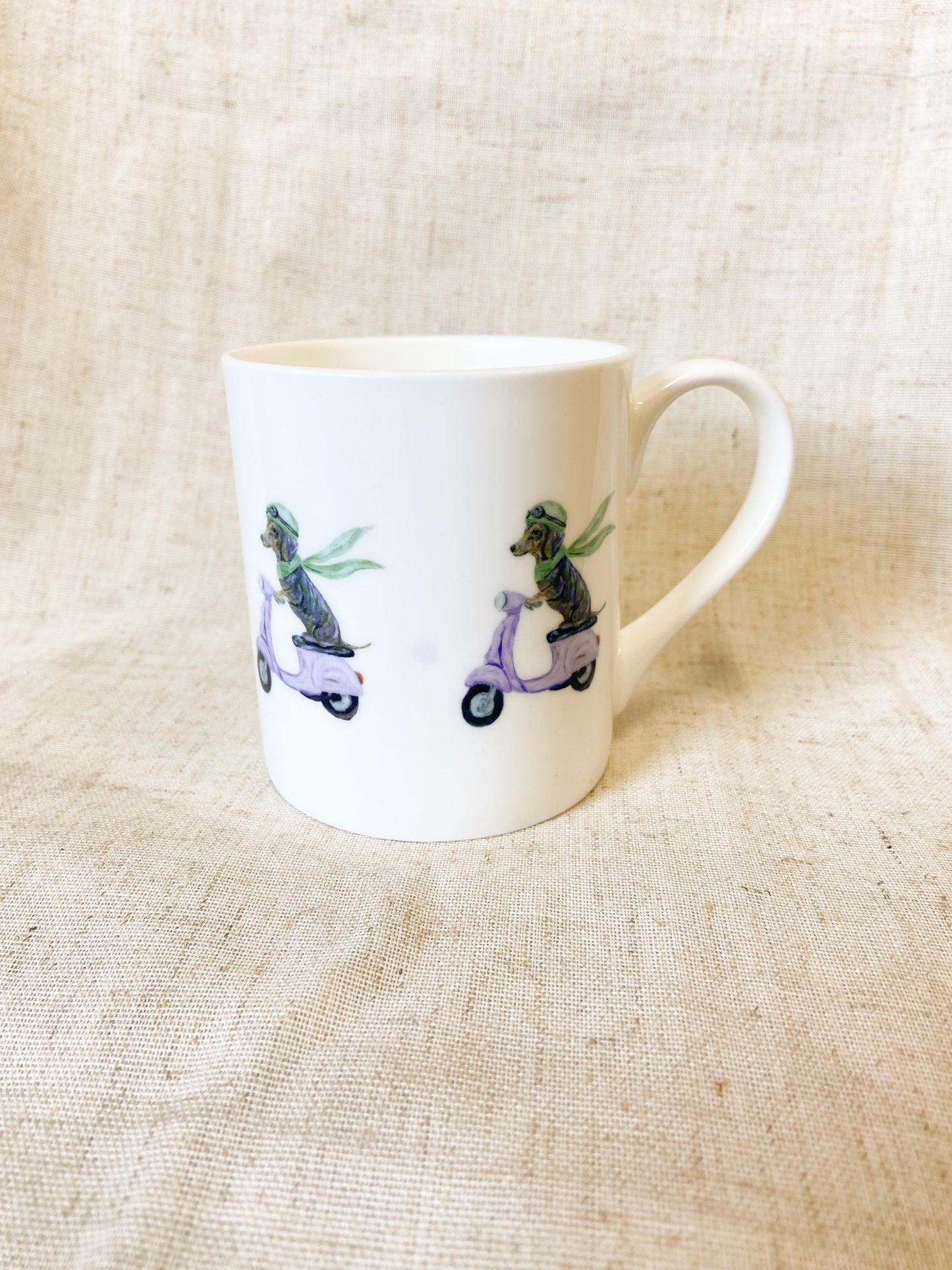 Olive | Dachshund Scooter|Fine Bone China Mug | 10 oz