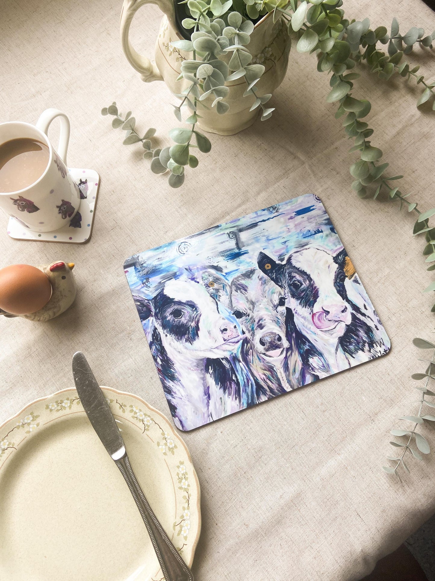 Dot Dora & De Dee | Cow Placemat | Farm Animal Table Mat