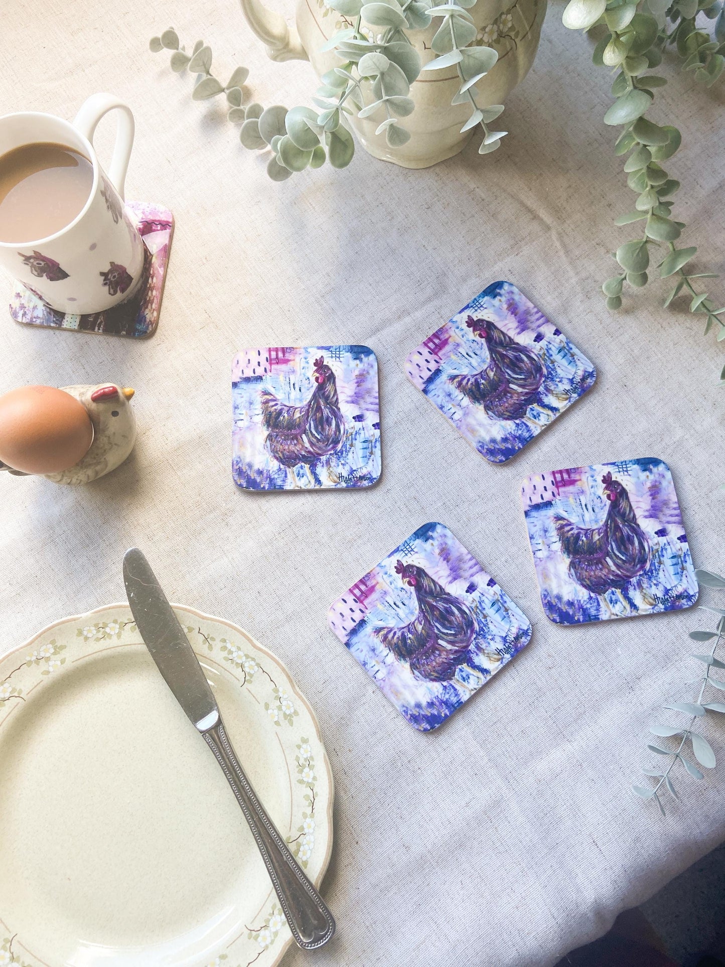 Henrietta | Brown Hen Coaster | Colourful Farm Animal Drink Coaster