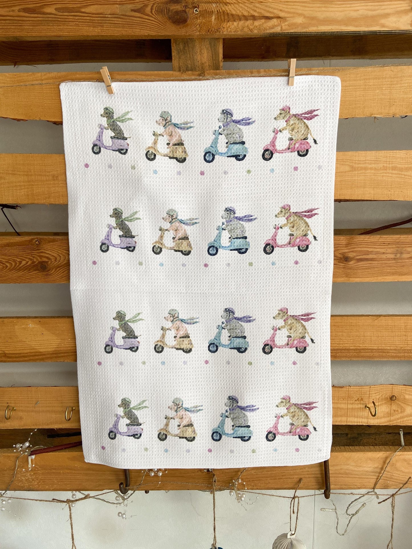 Farm Animal Scooter |Tea Towel | Country Kitchen Decor