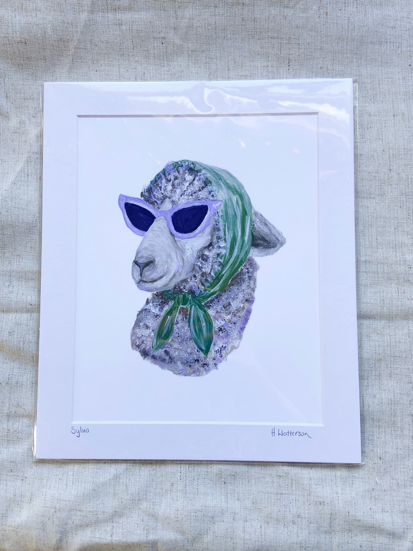 Sylvia | Sunglass lady | Sheep Art Print | Colourful Farm Animal Print