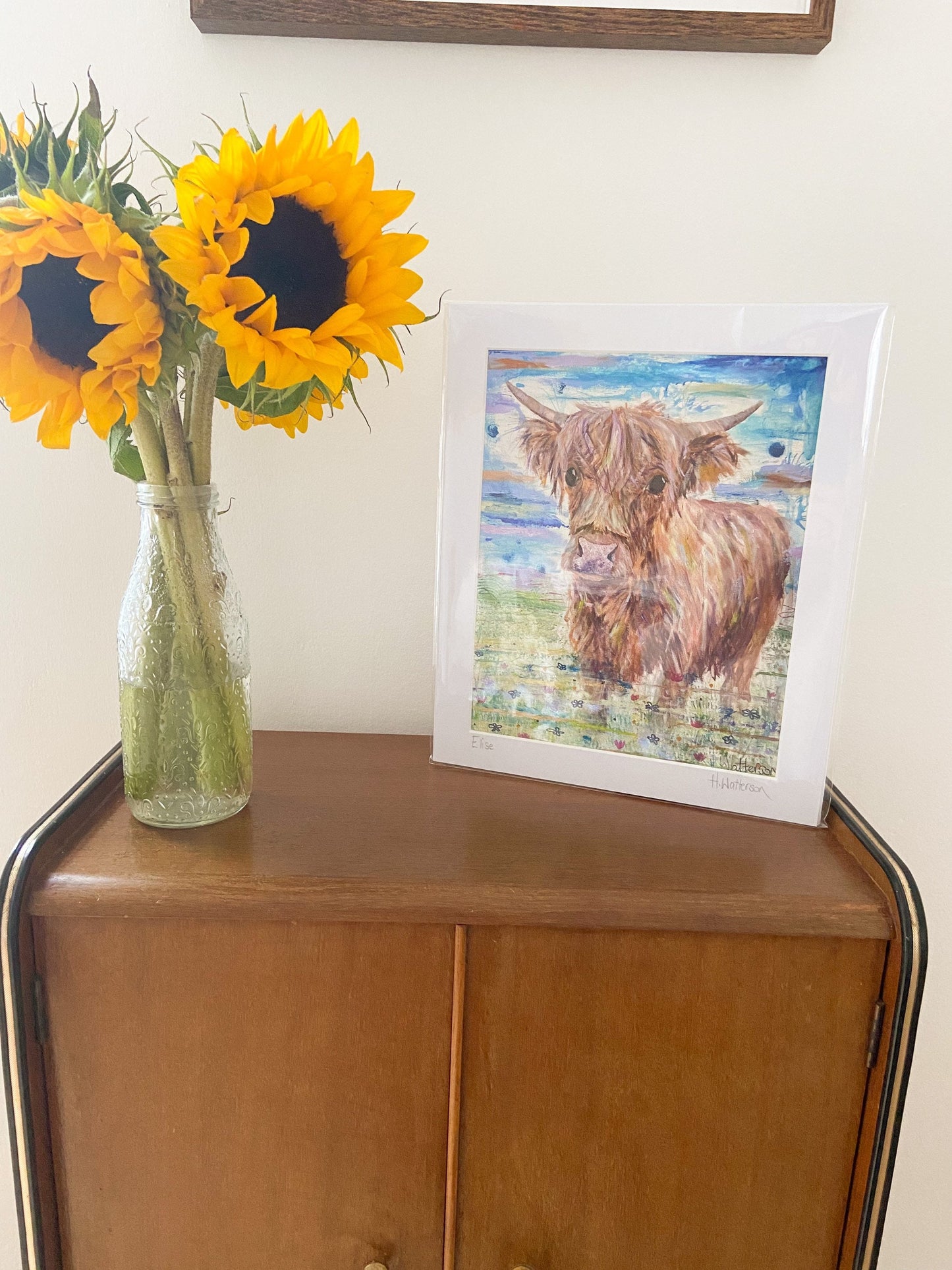Elsie | Highland Cow Art Print | Colourful Farm Animal Print