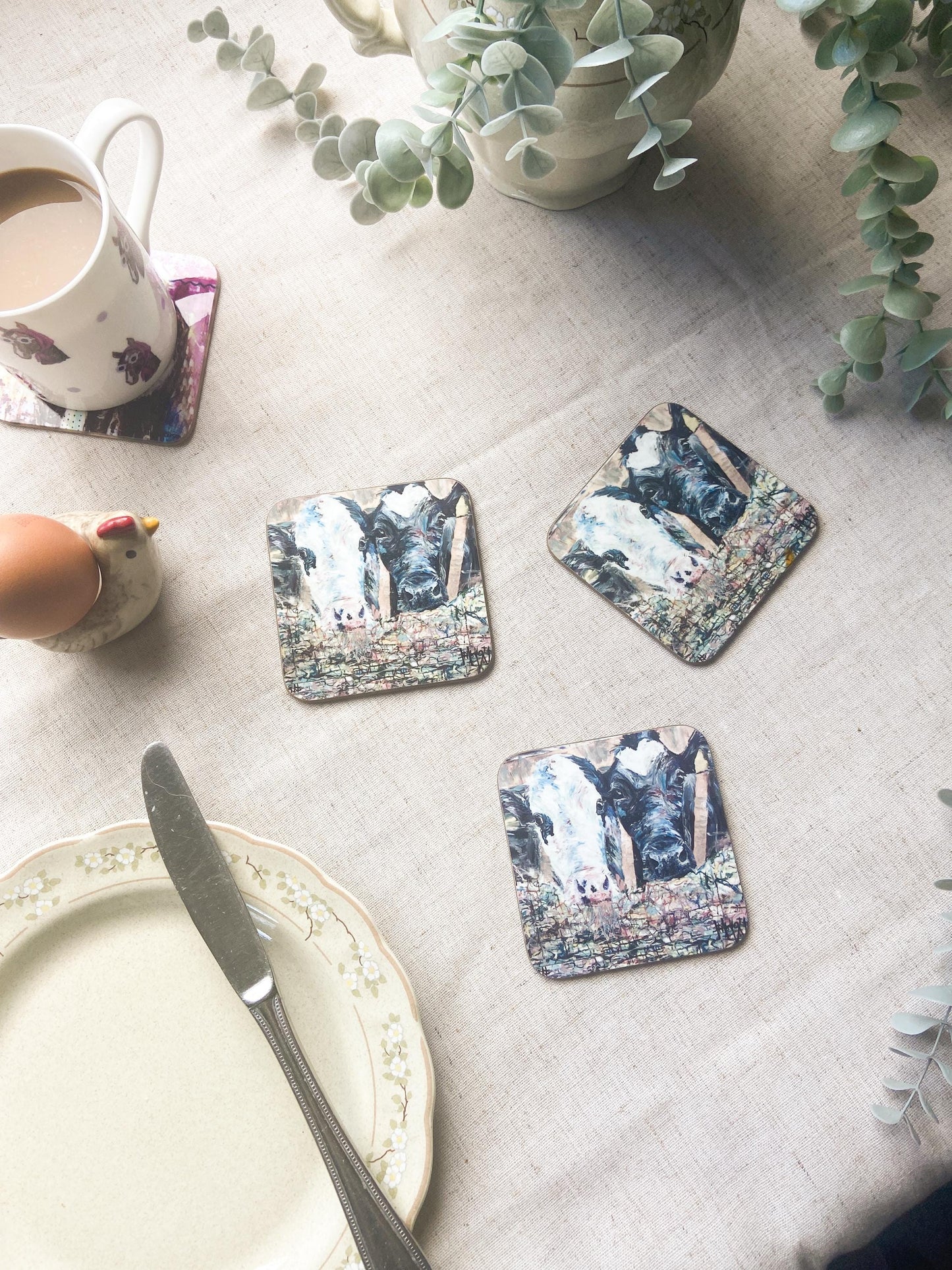 Penny & Jenny |Dairy Cow Coaster | Colourful Farm Animal Drink Coaster