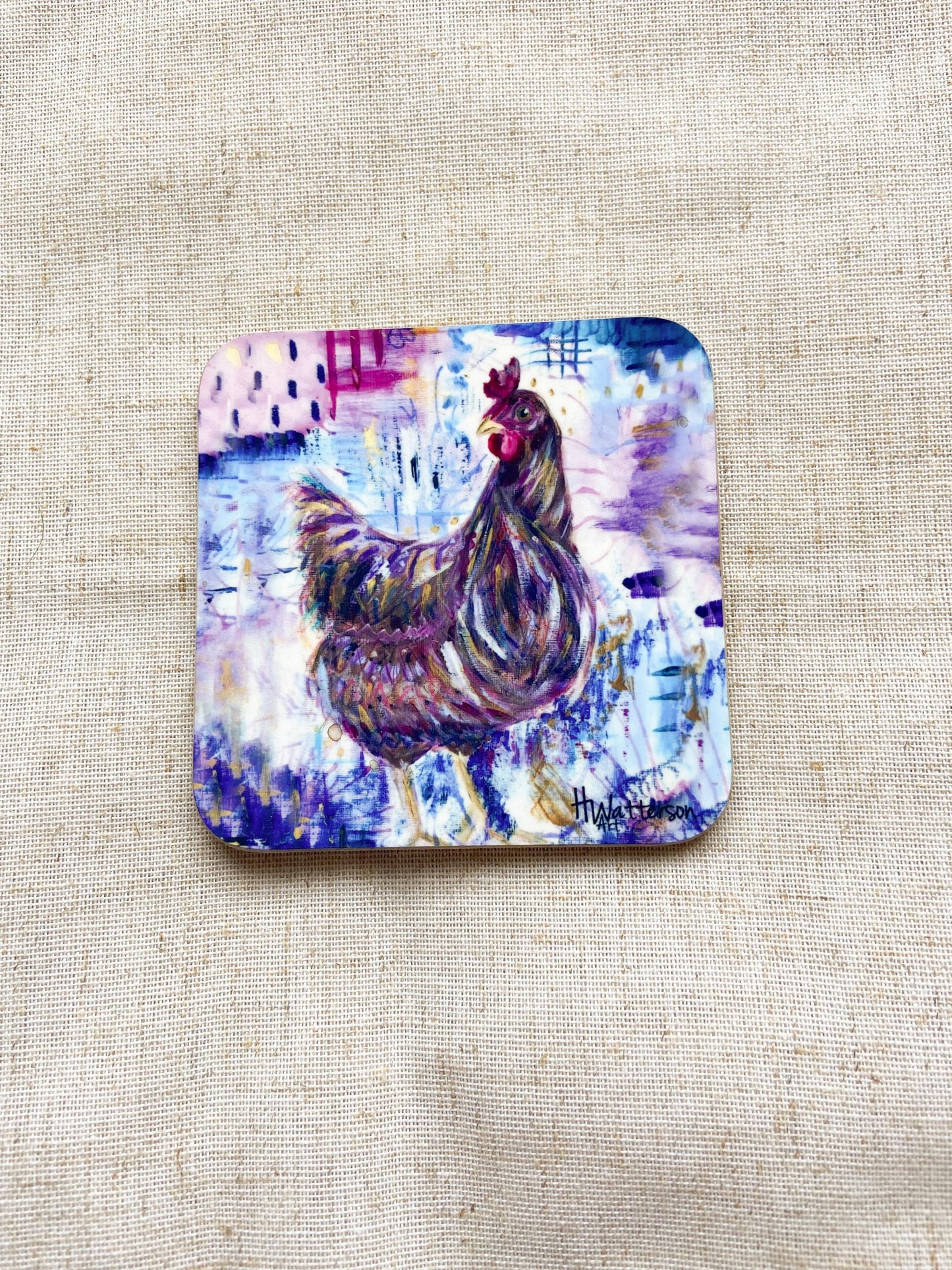 Henrietta | Brown Hen Coaster | Colourful Farm Animal Drink Coaster