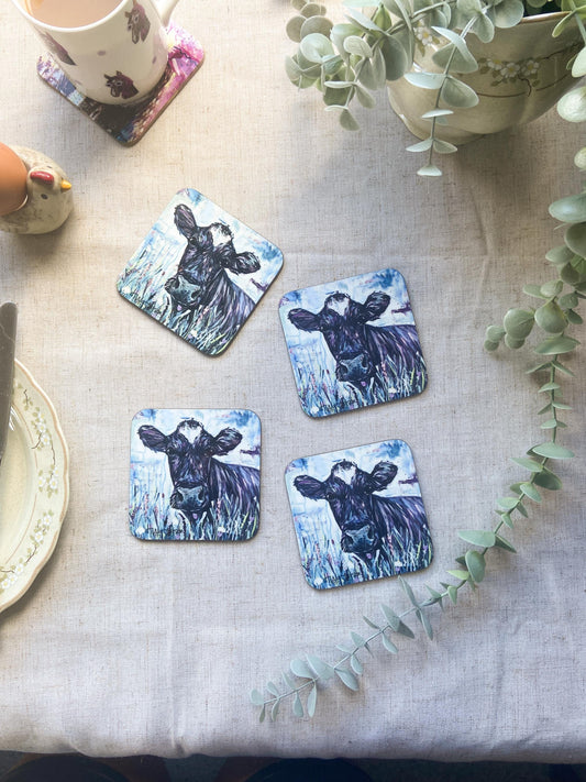 Matilda | Dairy Cow Coaster| Colourful Farm Animal Drink Coaster