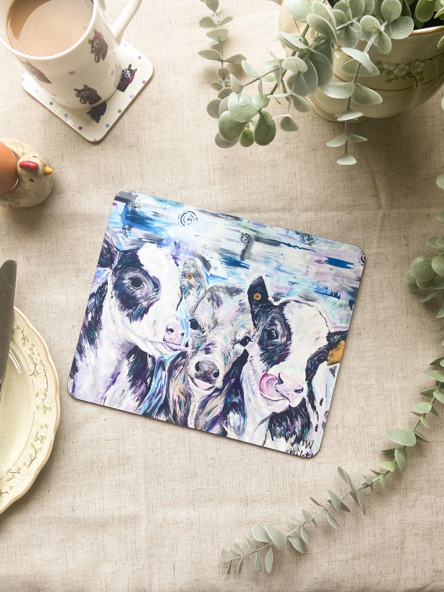 Dot Dora & De Dee | Cow Placemat | Farm Animal Table Mat
