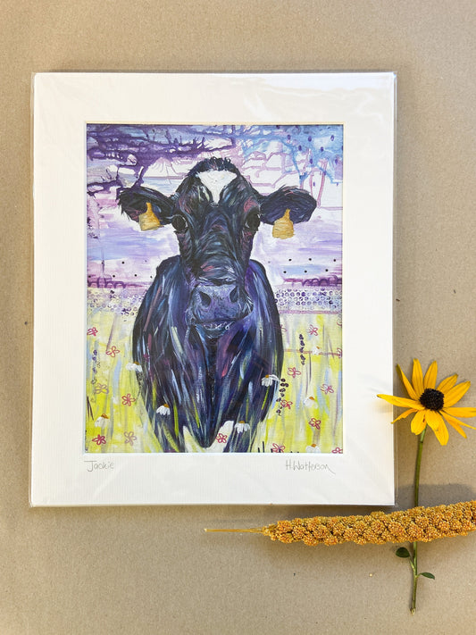 Jacki |  Friesian Dairy Cow Art Print | Colourful Farm Animal Print