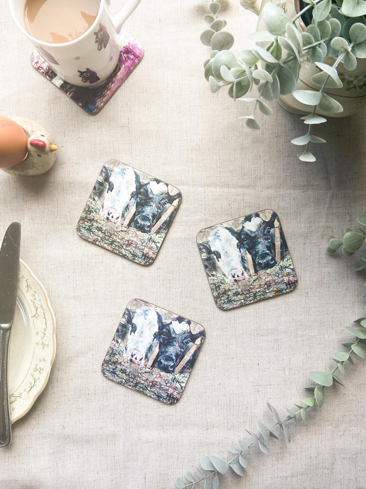Penny & Jenny |Dairy Cow Coaster | Colourful Farm Animal Drink Coaster