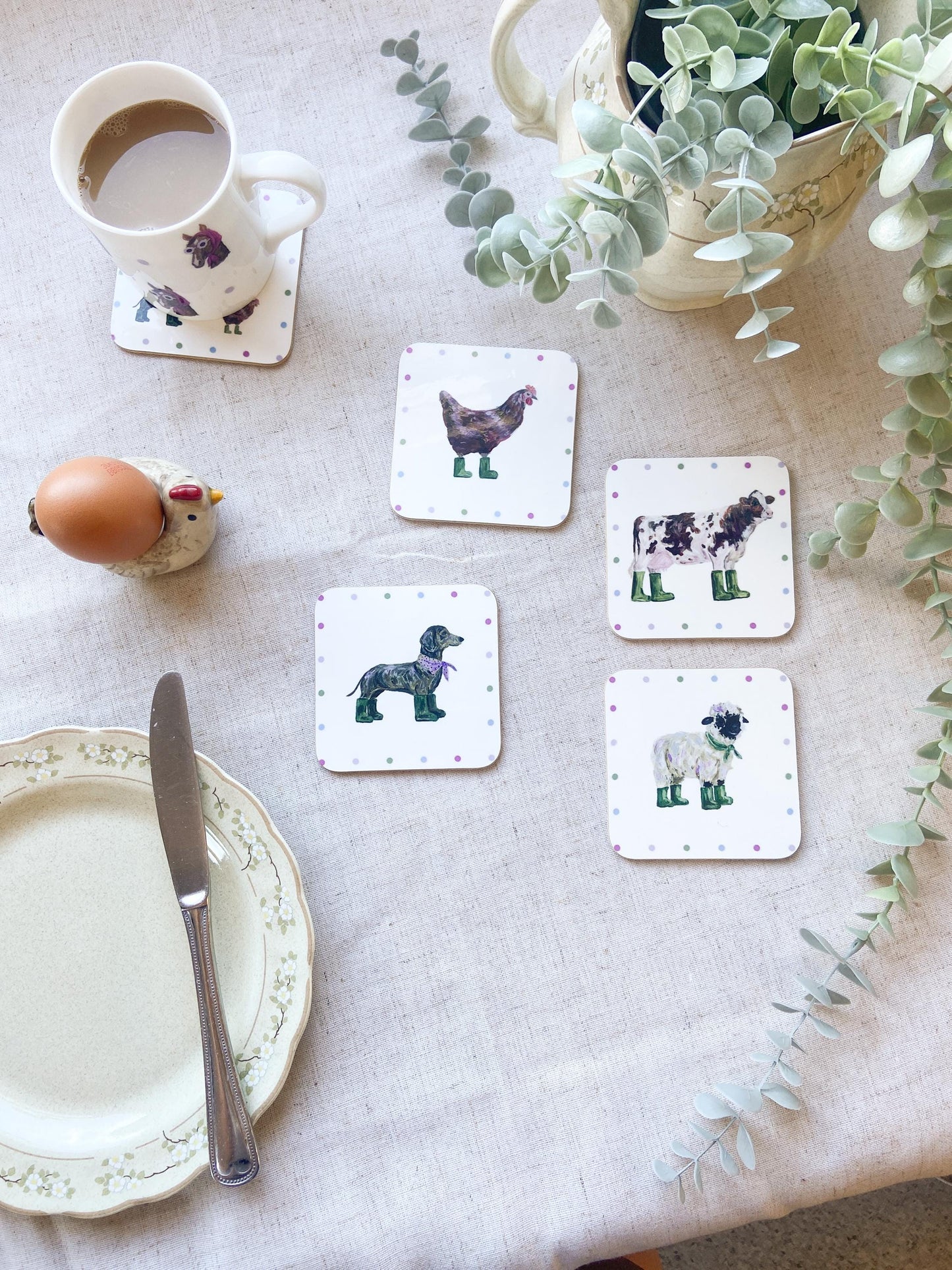 Sheep | Welly Boot lady | Farm Animal Coaster |