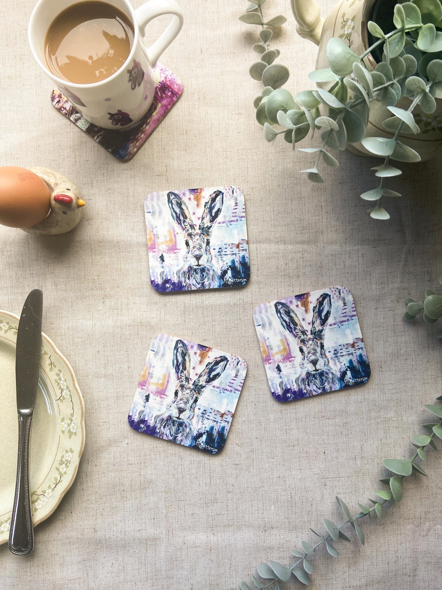 Ruby| Hare Coaster | Colourful Farm Animal Drink Coaster