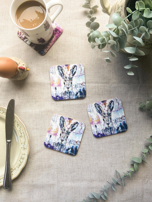 Ruby| Hare Coaster | Colourful Farm Animal Drink Coaster
