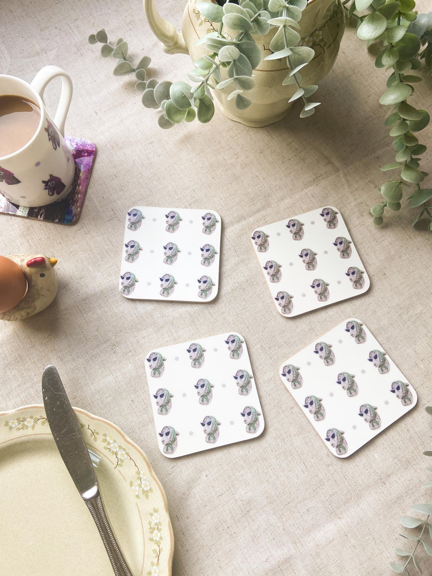 The Sunglass Ladies Coaster Set | Farm Animal Coasters | Set of 4