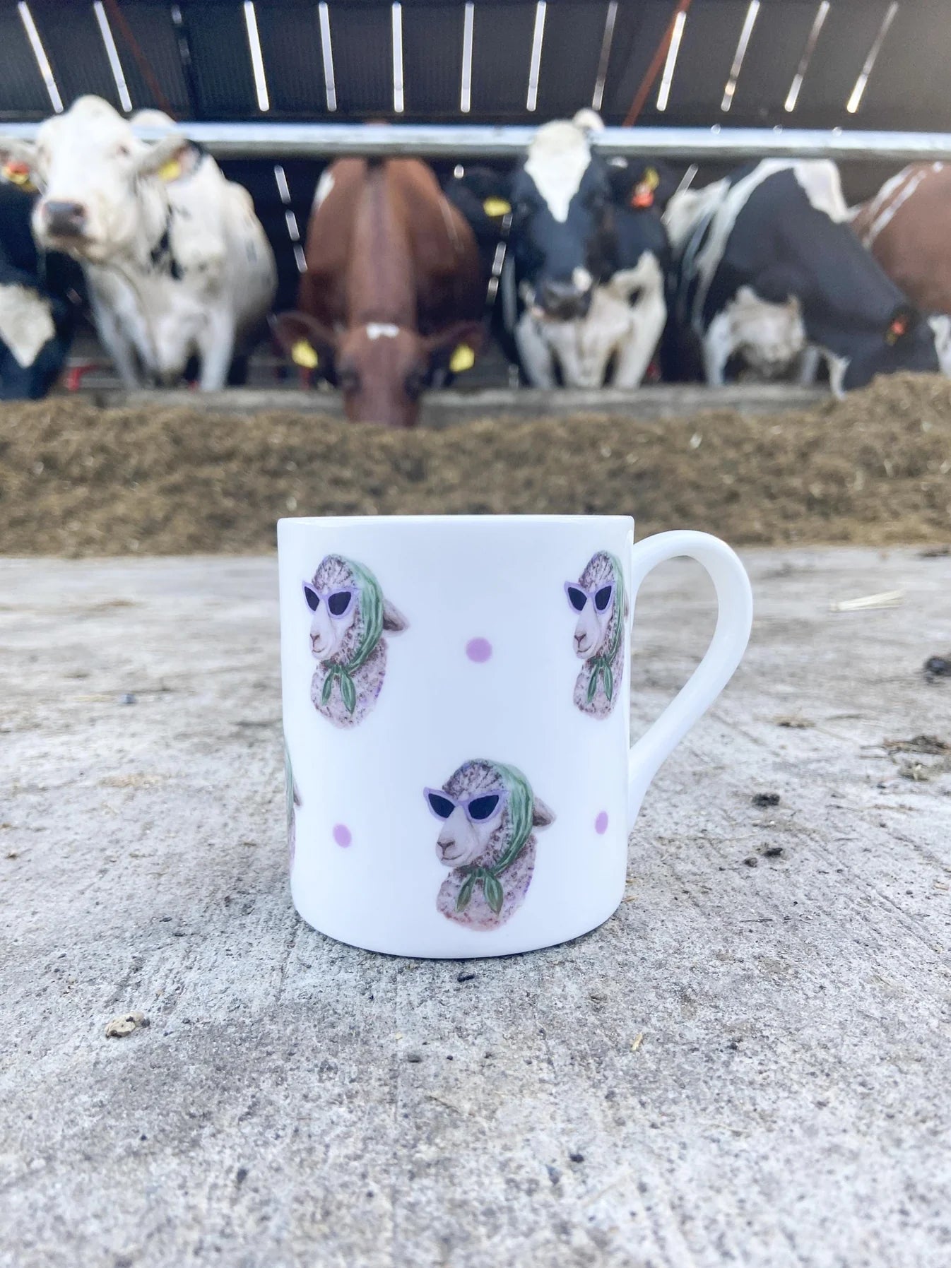 Sylvia | Sunglass lady | Sheep Fine Bone China Mug | 10 oz