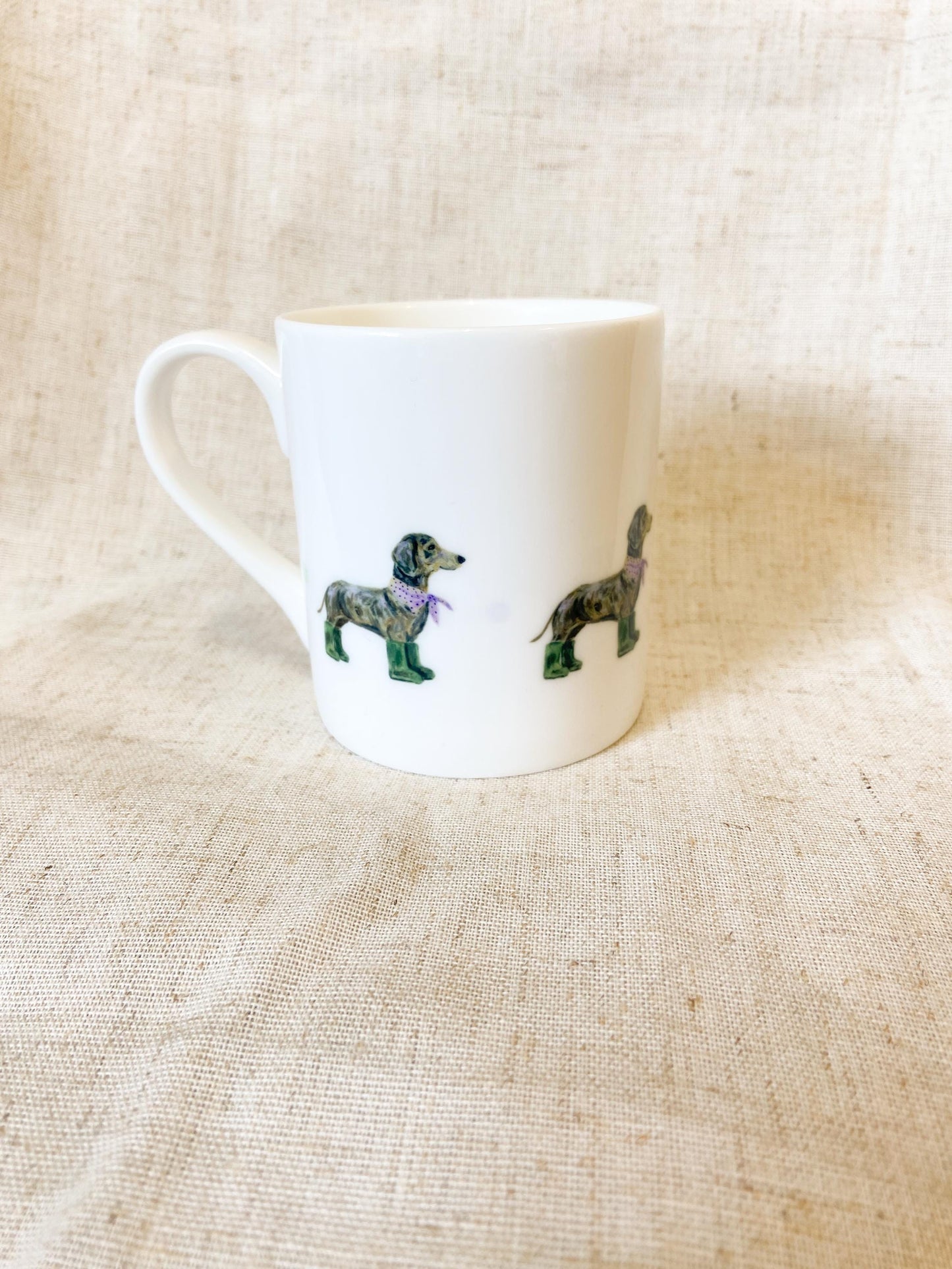 Olive | Welly Boot Dachshund dog Fine Bone China Mug | 10 oz