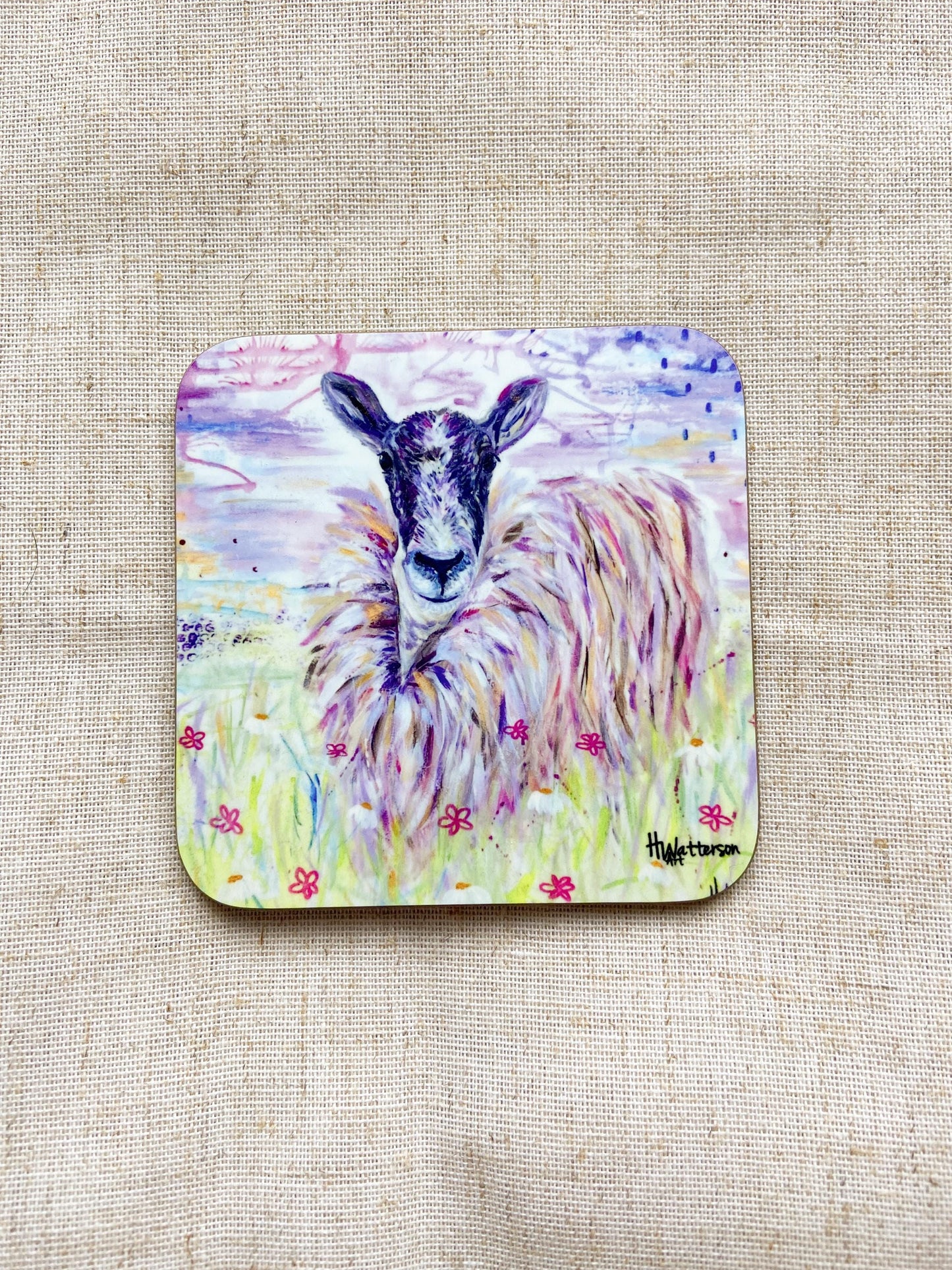 Lucinda| Sheep Coaster |Colourful Farm Animal Drink Coaster