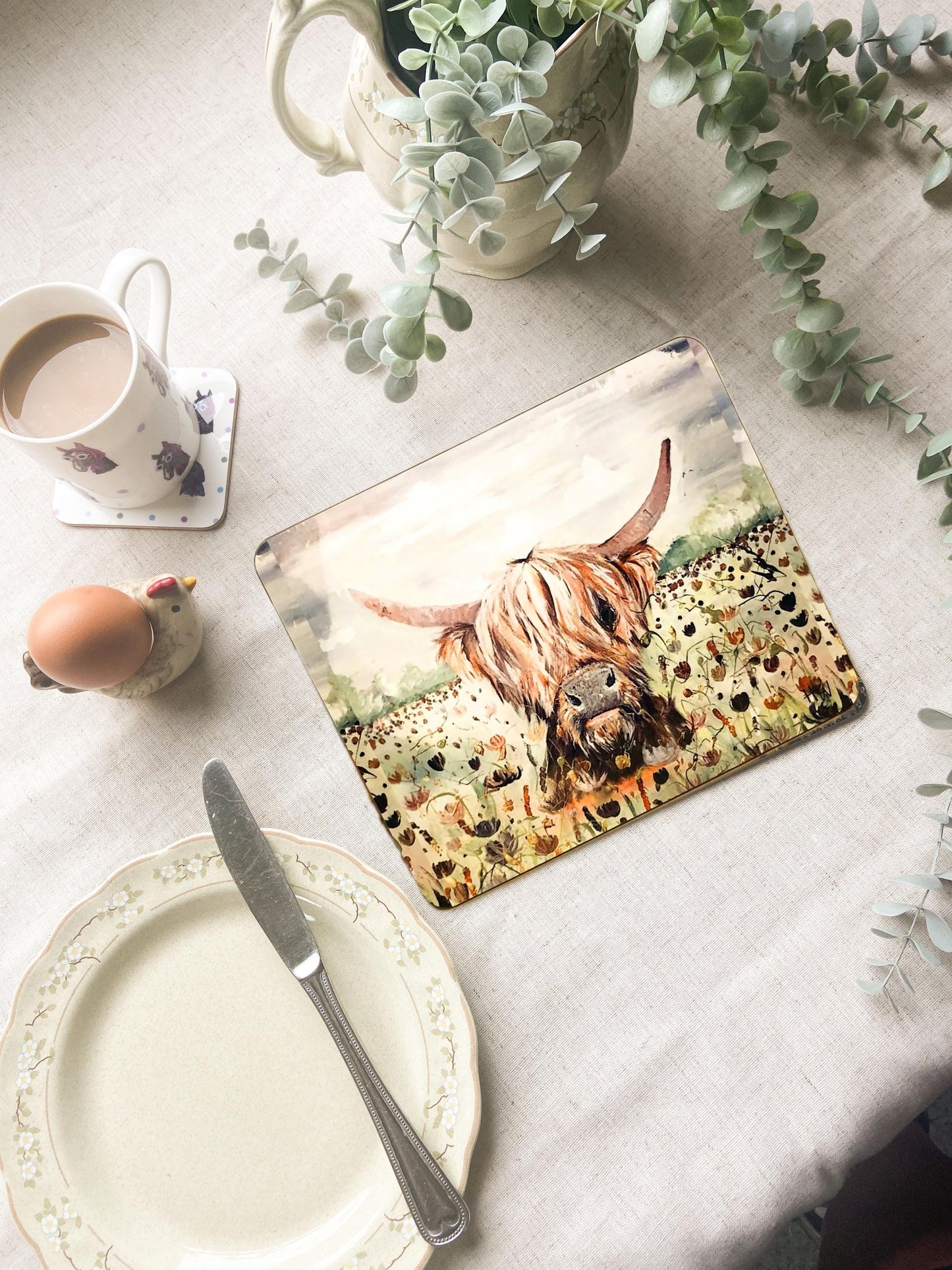 Ivy | Highland Cow Placemat | Farm Animal Table Mat