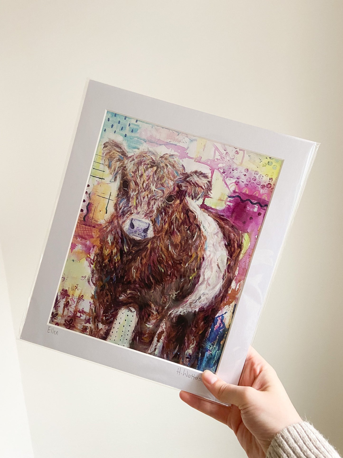 Ellen | Belted Galloway Cow Art Print | Colourful Farm Animal Print