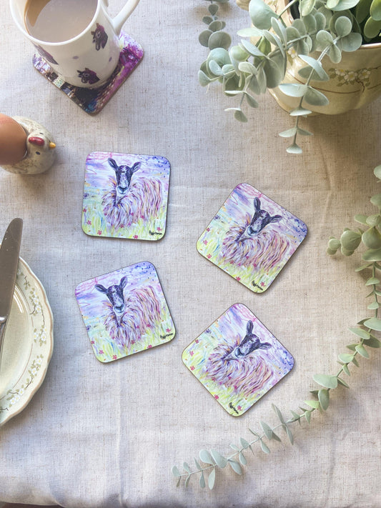 Lucinda| Sheep Coaster | Colourful Farm Animal Drink Coaster