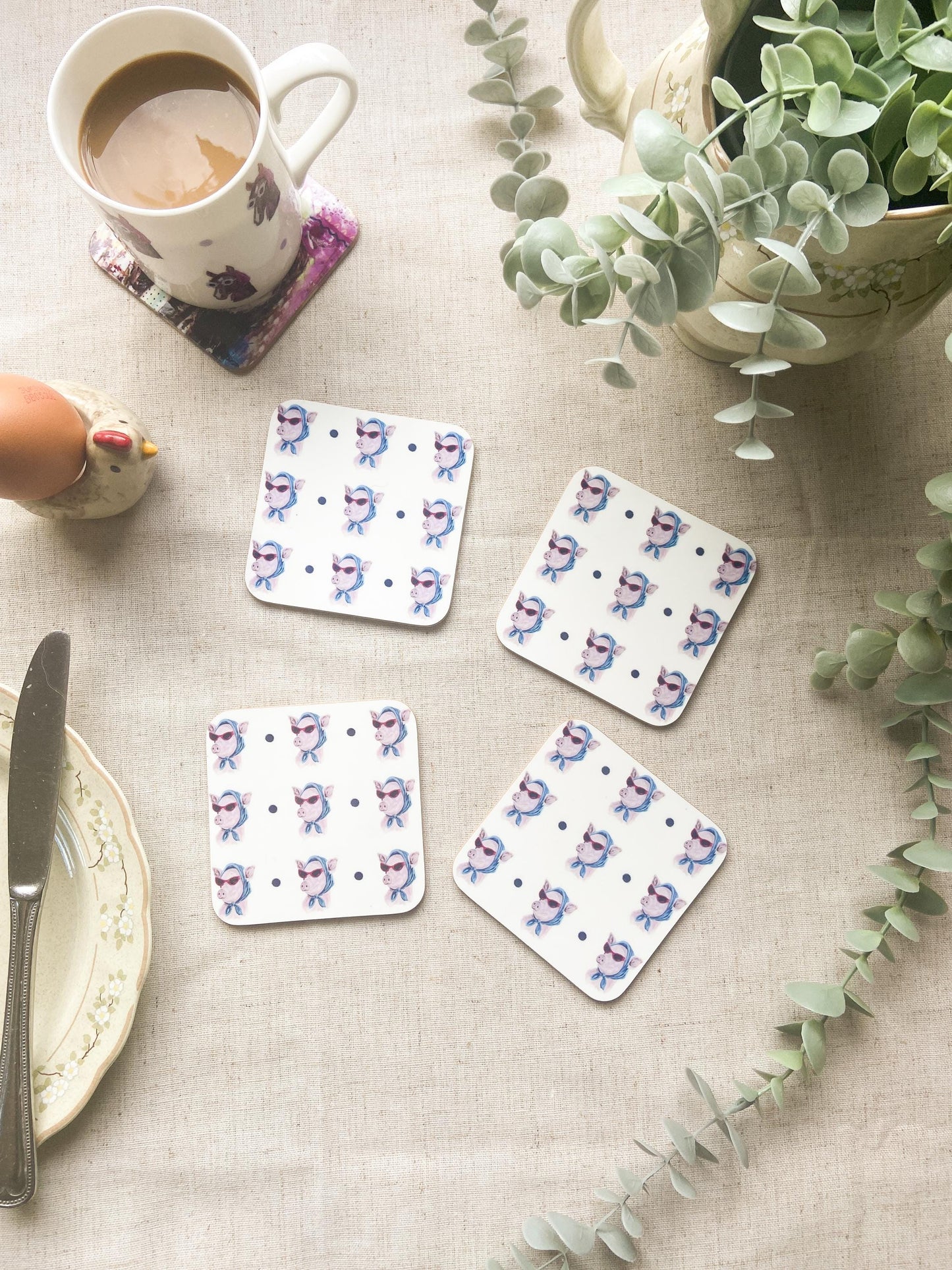 The Sunglass Ladies Coaster Set | Farm Animal Coasters | Set of 4