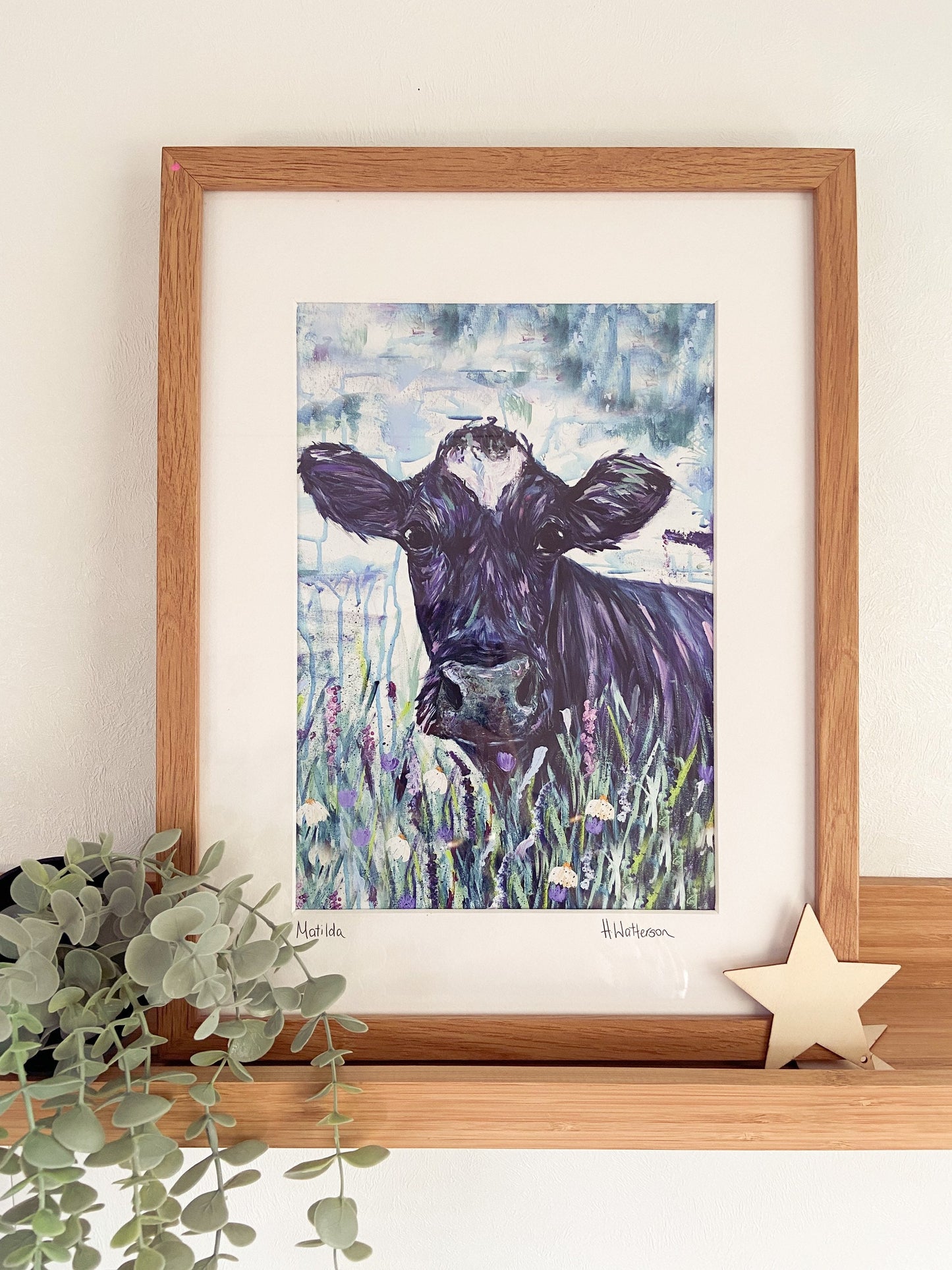 Matilda | Framed Cow Art Print | Farm Animal Print | Oak Framed Print