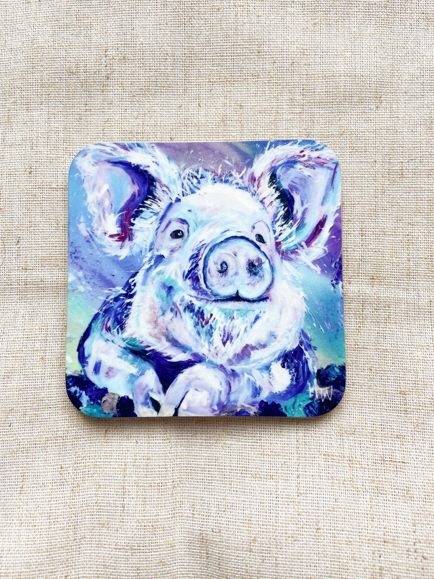 Wilbur| Pig Coaster | Colourful Farm Animal Drink Coaster