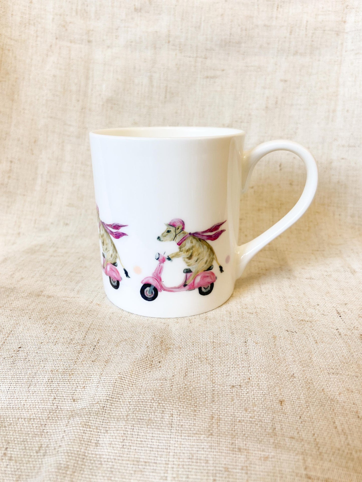 Jersey Scooter lady |  Cow Fine Bone China Mug | 10 oz