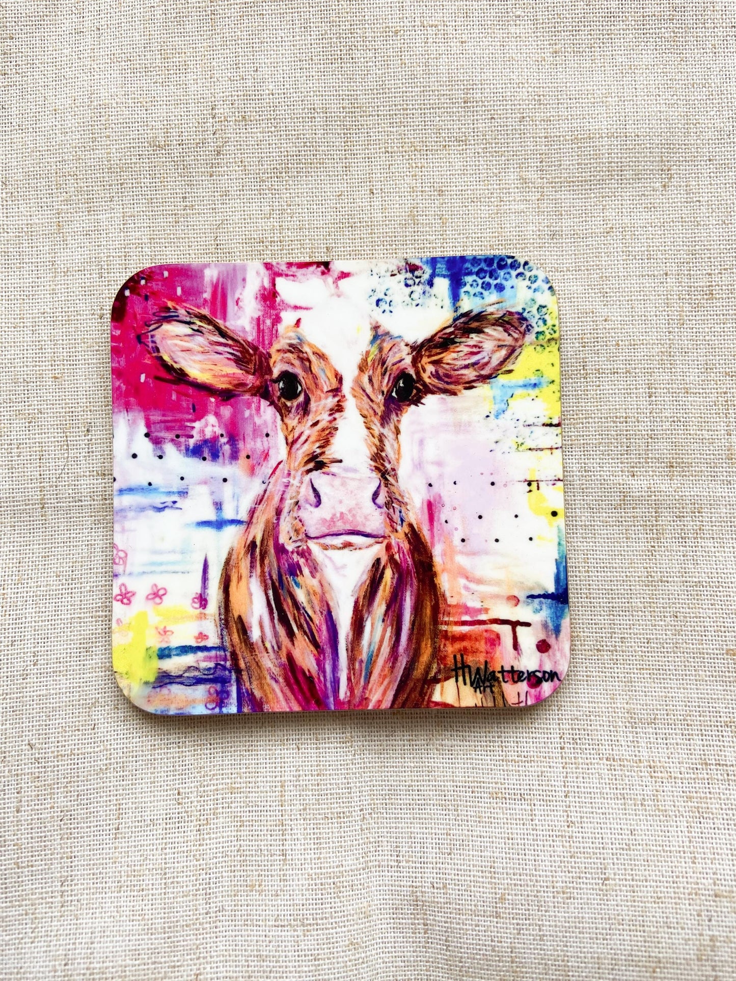 Hazel | Ayrshire Cow CoasterCoaster | Colourful Farm Animal Drink Coaster