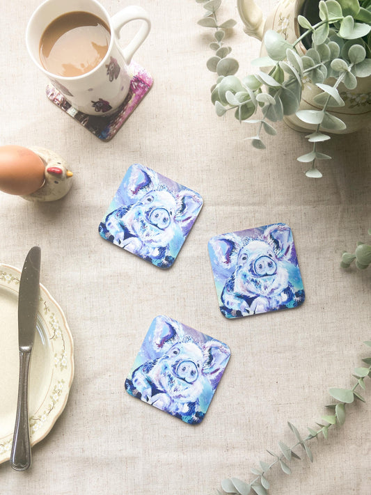 Wilbur| Pig Coaster | Colourful Farm Animal Drink Coaster