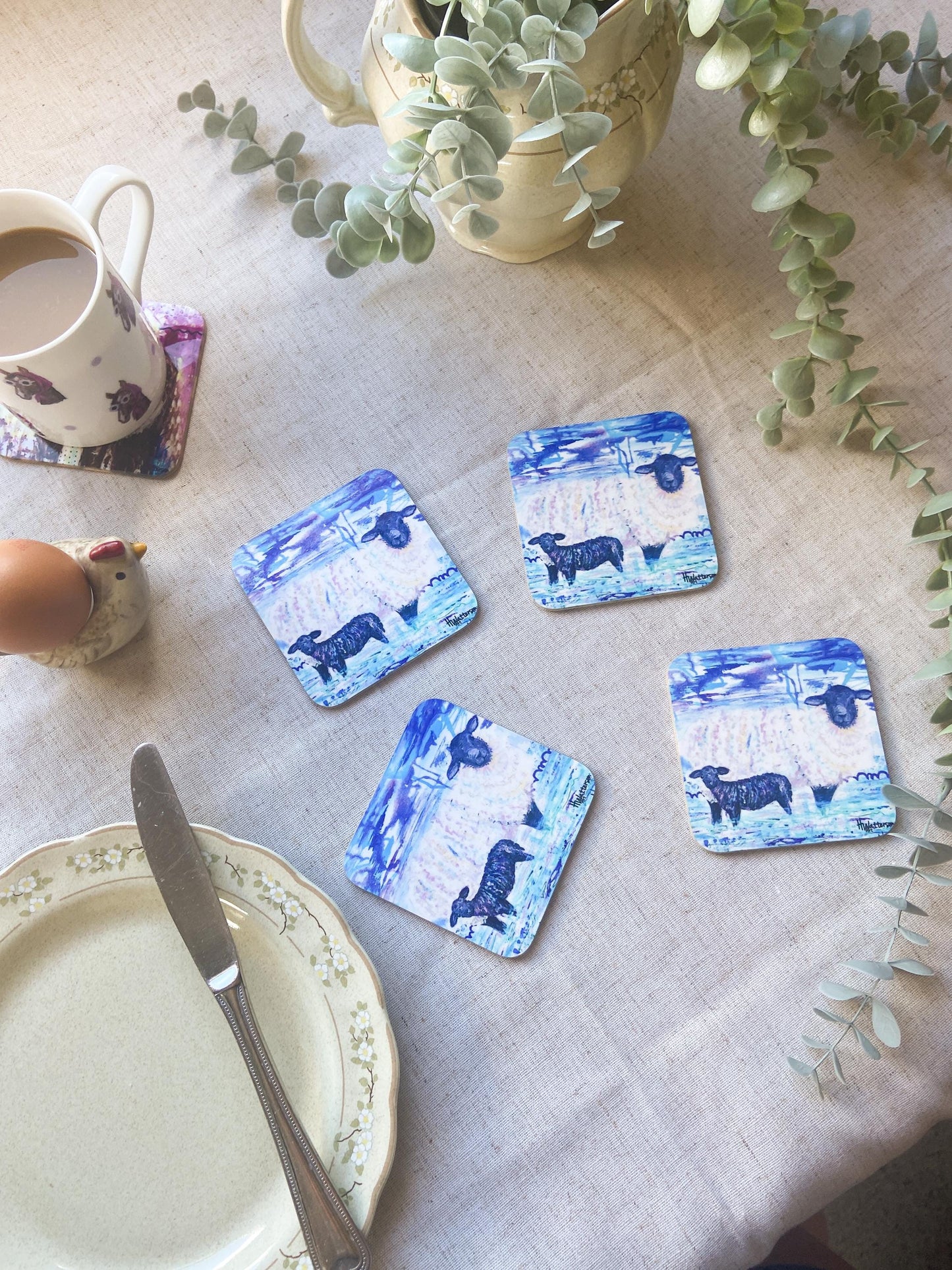 Fern & Lillian | Sheep Coaster | Colourful Farm Animal Drink Coaster