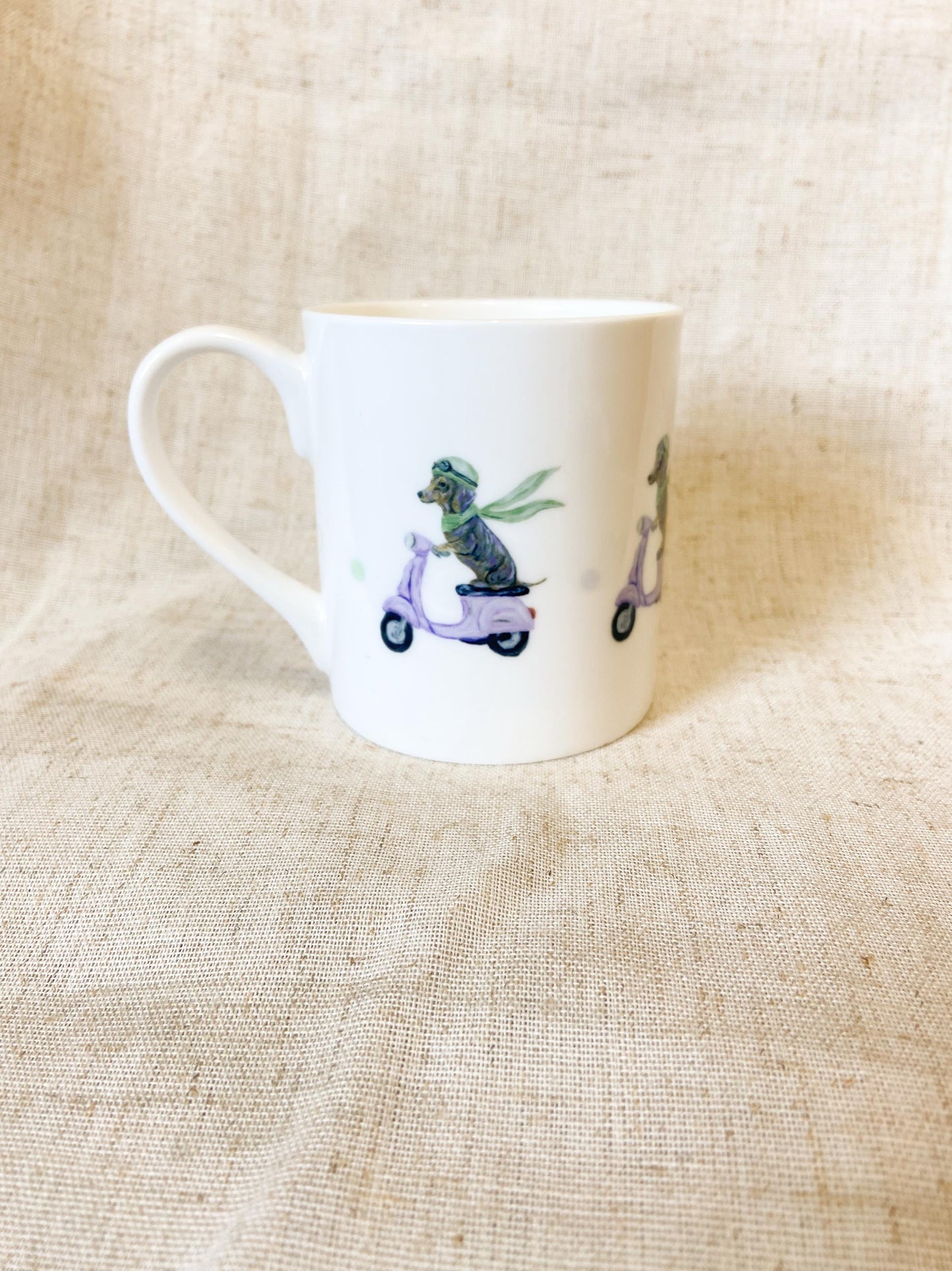 Olive | Dachshund Scooter|Fine Bone China Mug | 10 oz