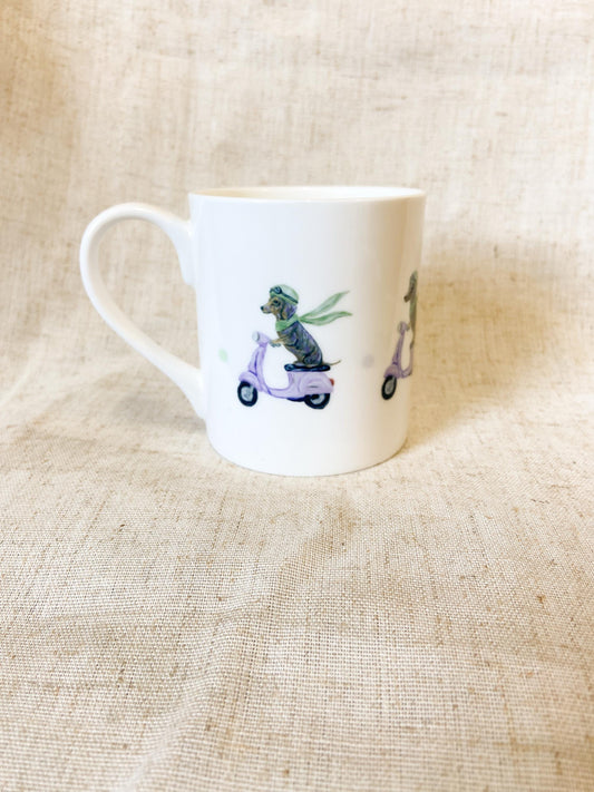 Olive | Dachshund Scooter|Fine Bone China Mug | 10 oz