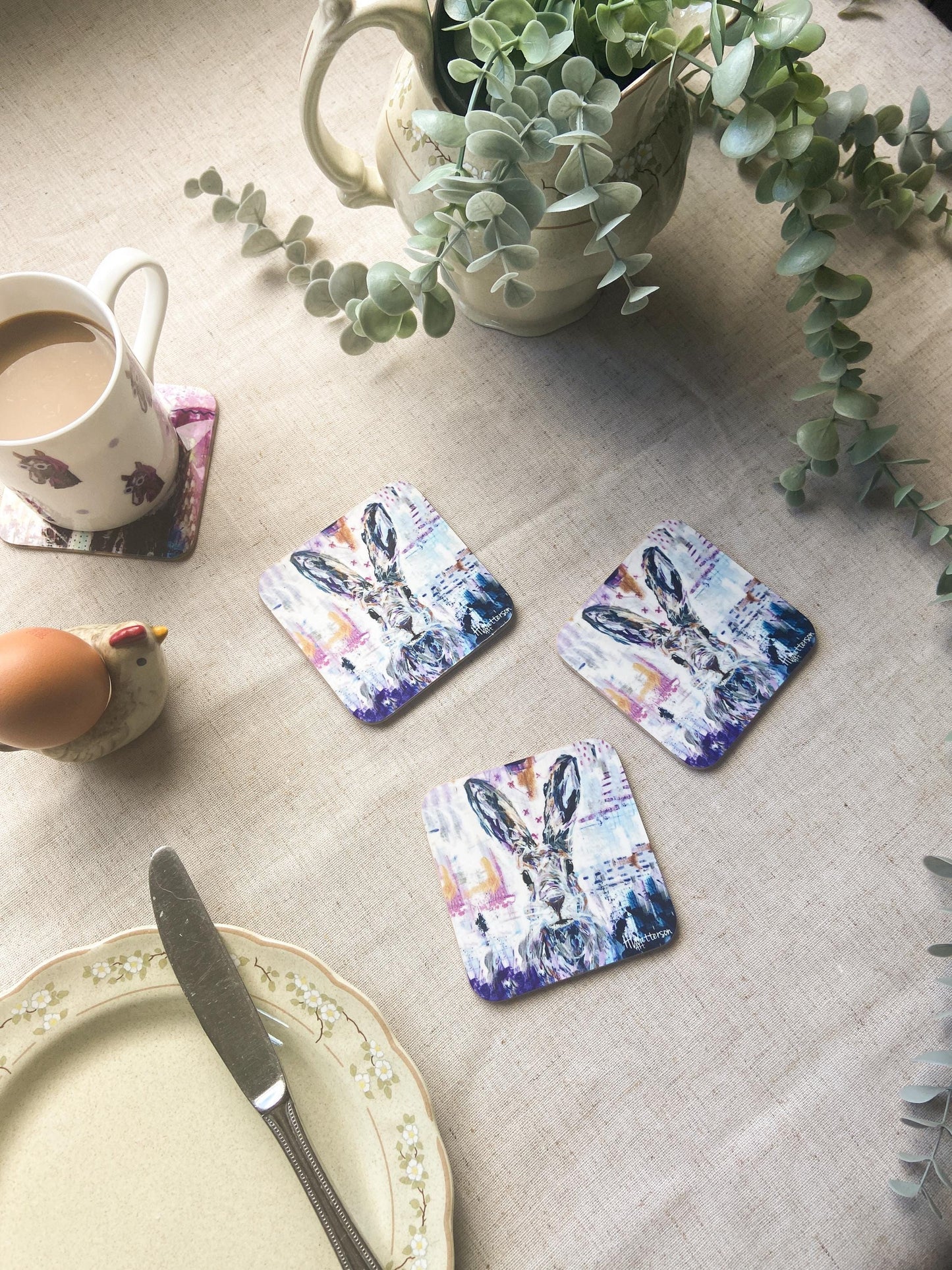 Ruby| Hare Coaster | Colourful Farm Animal Drink Coaster