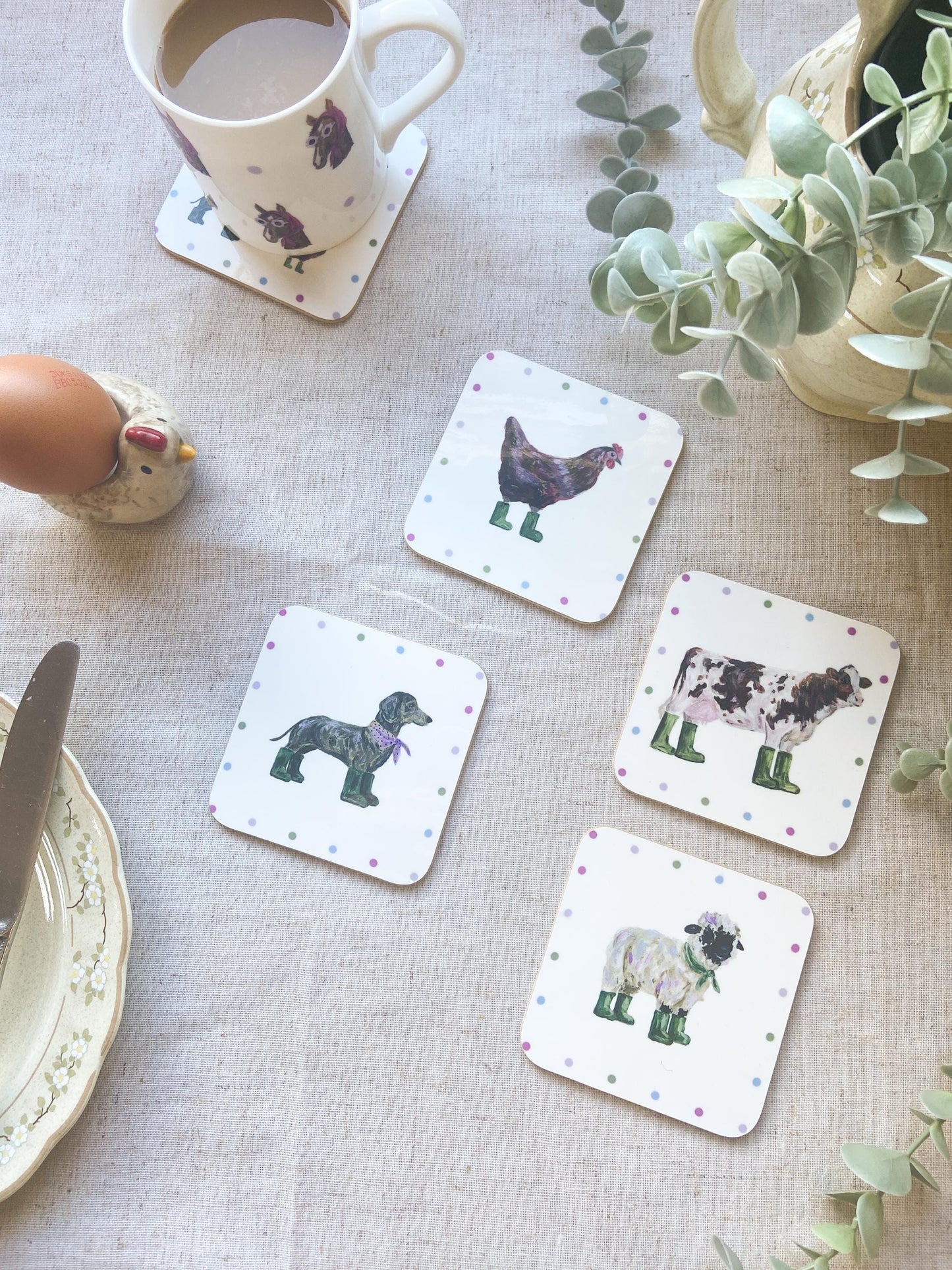 Sheep | Welly Boot lady | Farm Animal Coaster |