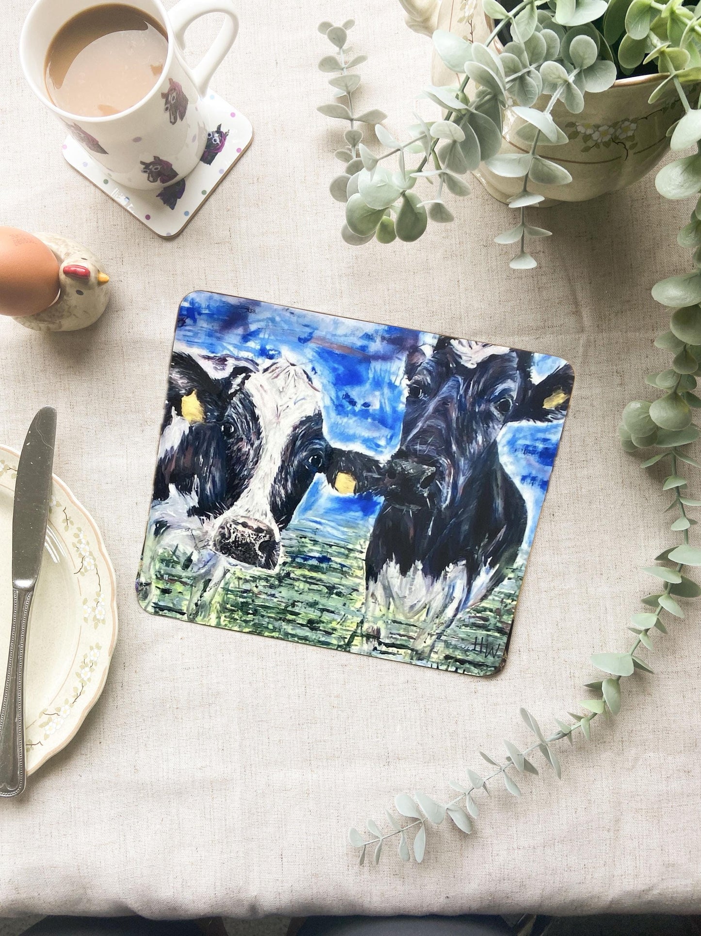 Minnie & Maude | Dairy Cow Placemat | Farm Animal Table Mat