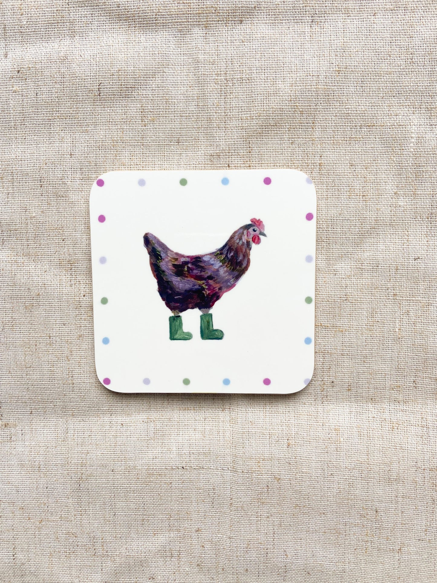 Hen | Welly Boot lady | Farm Animal Coaster |