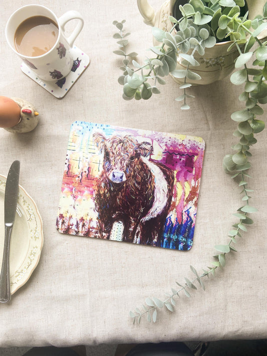 Ellen| Belted Galloway Cow Placemat | Farm Animal Table Mat