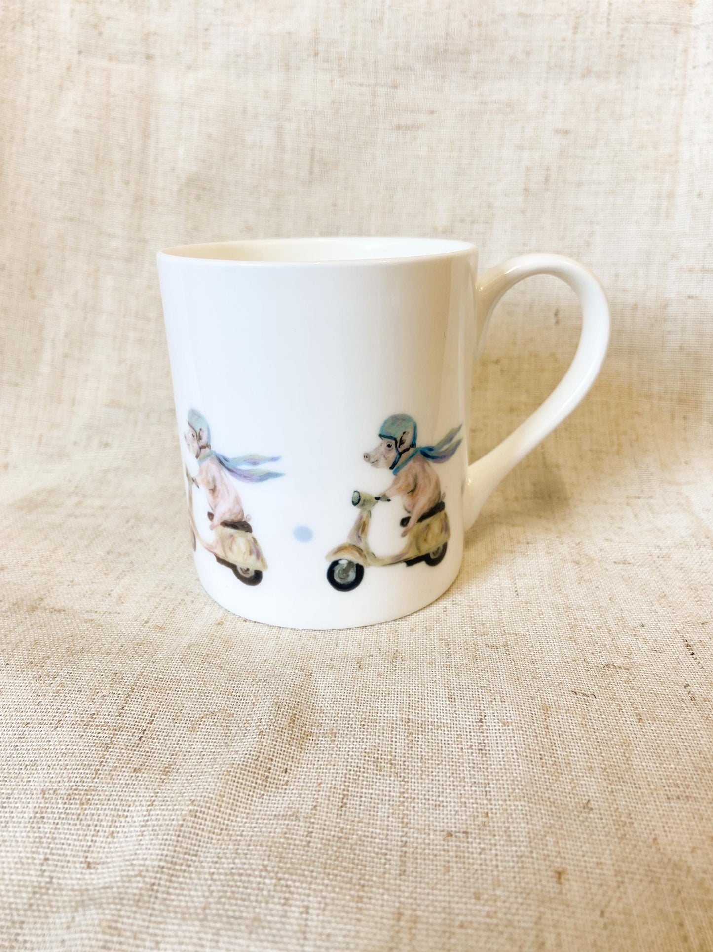 Pig Scooter | Pig Fine Bone China Mug | 10 oz