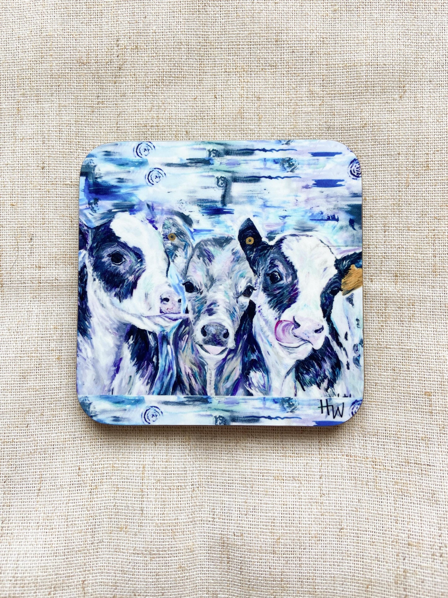 Dot Dora & De Dee| Cow Coaster | Colourful Farm Animal Drink Coaster