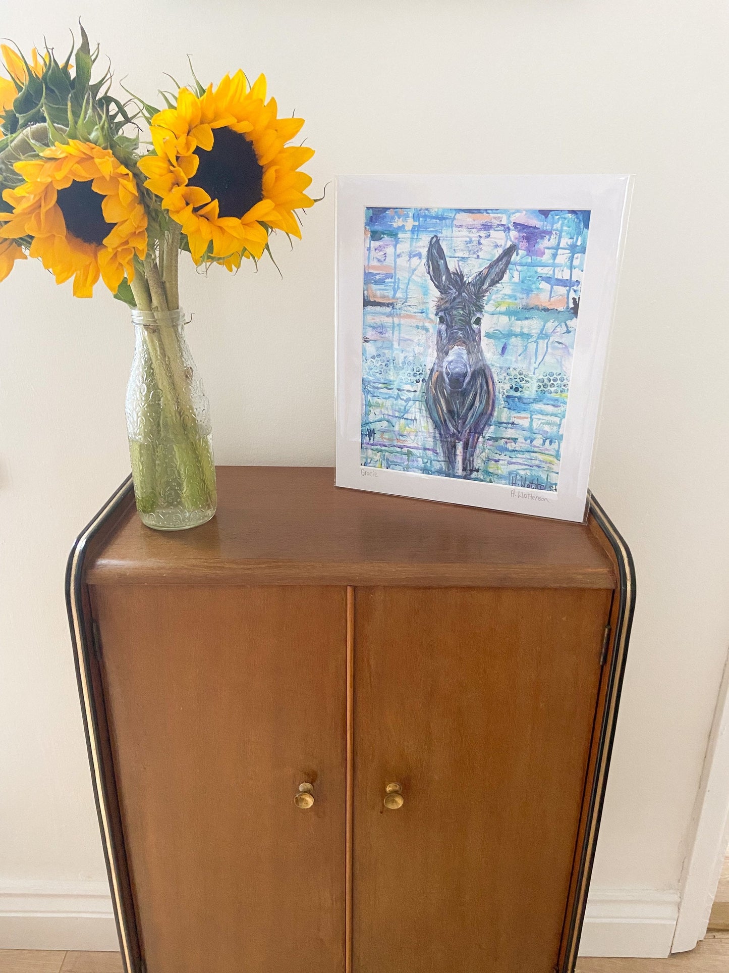 Grace| Donkey Art Print | Colourful Farm Animal Print