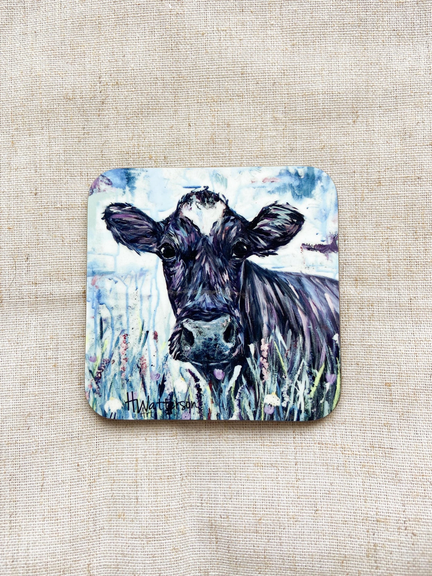 Matilda | Dairy Cow Coaster| Colourful Farm Animal Drink Coaster