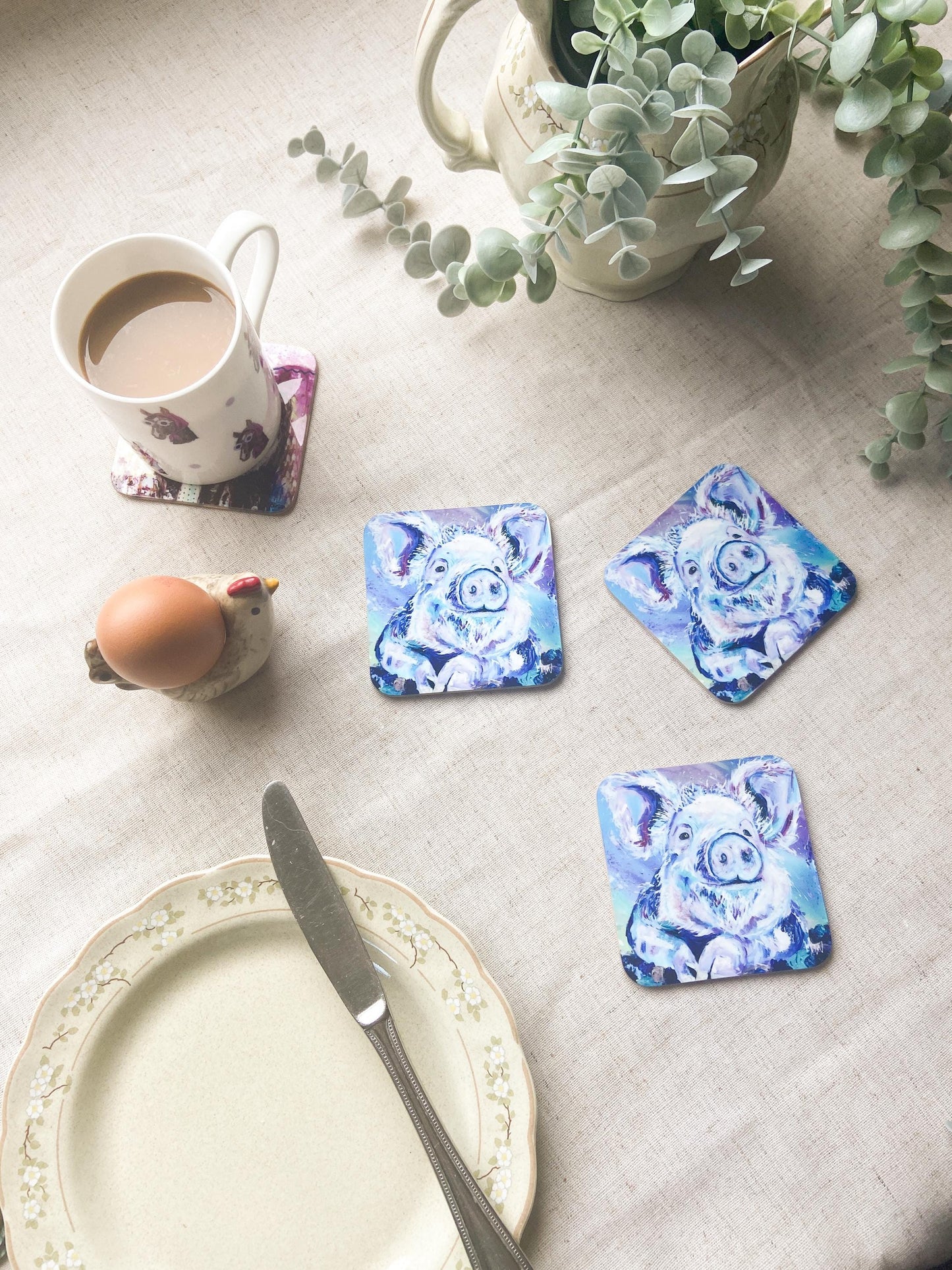 Wilbur| Pig Coaster | Colourful Farm Animal Drink Coaster
