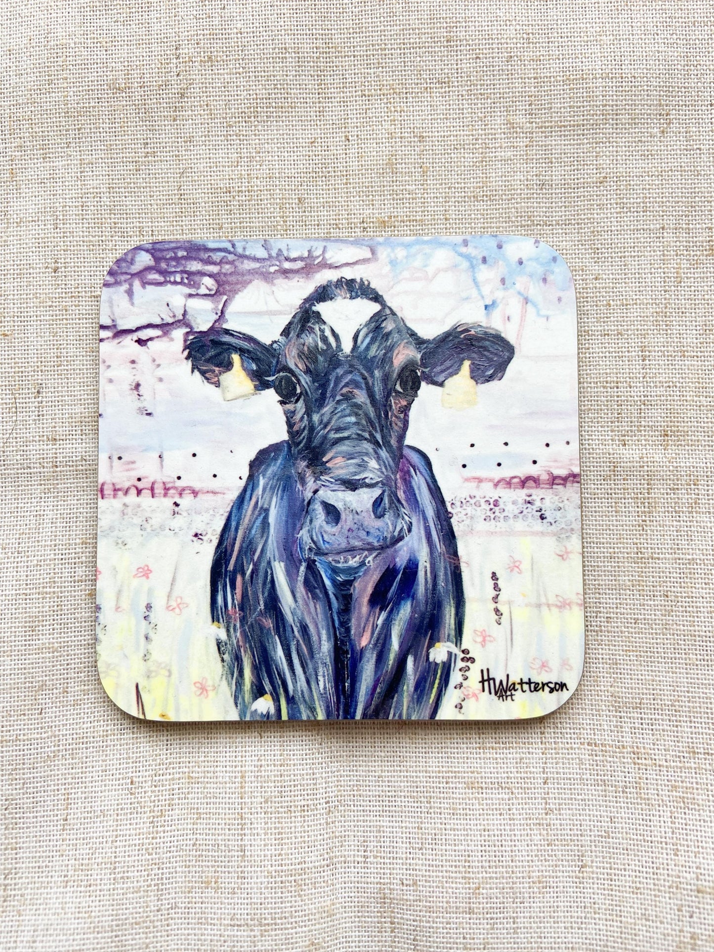 Jackie | Dairy Cow Coaster | Colourful Farm Animal Drink Coaster