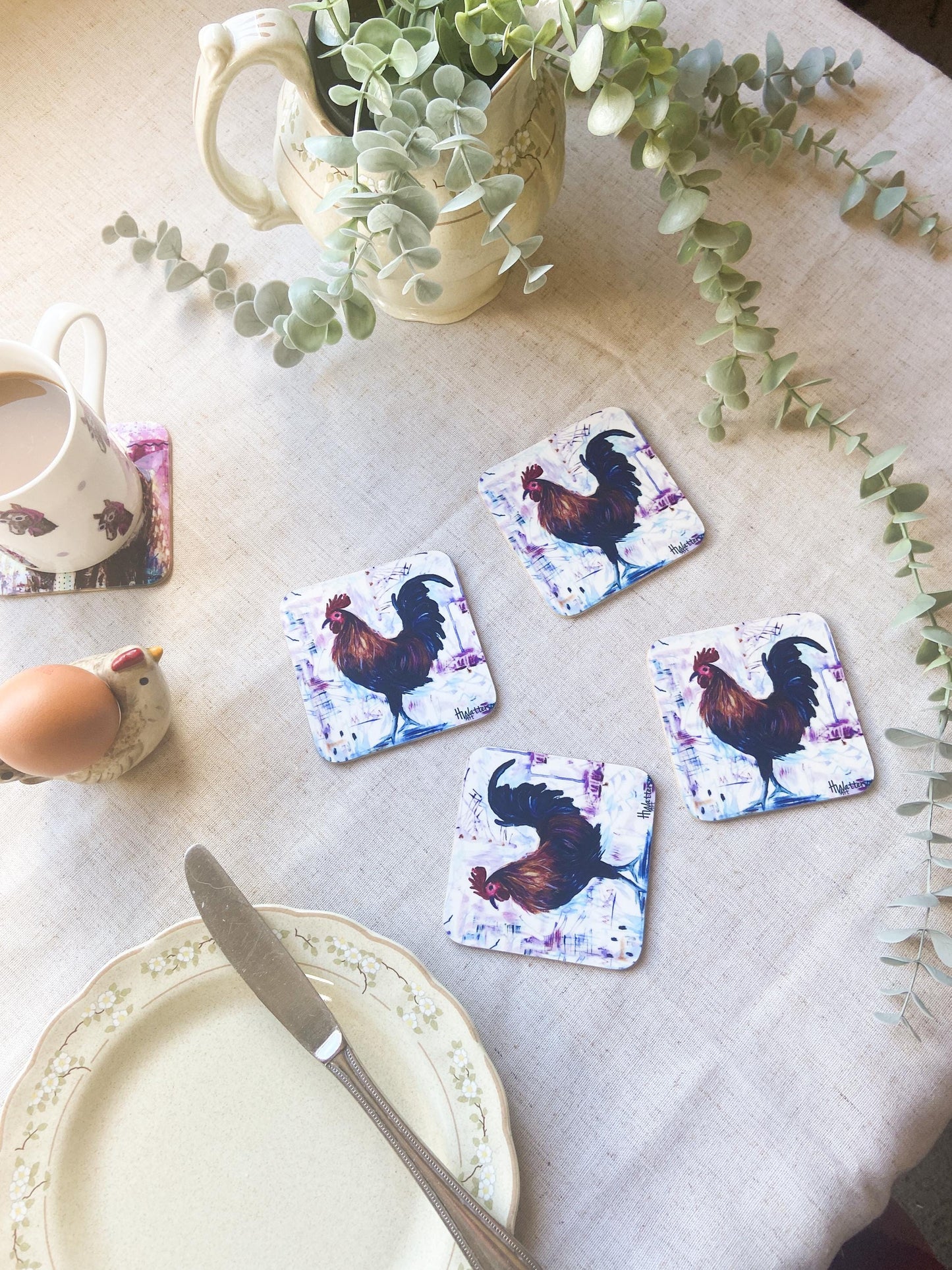 Vincent | Rooster Coaster | Colourful Farm Animal Drink Coaster
