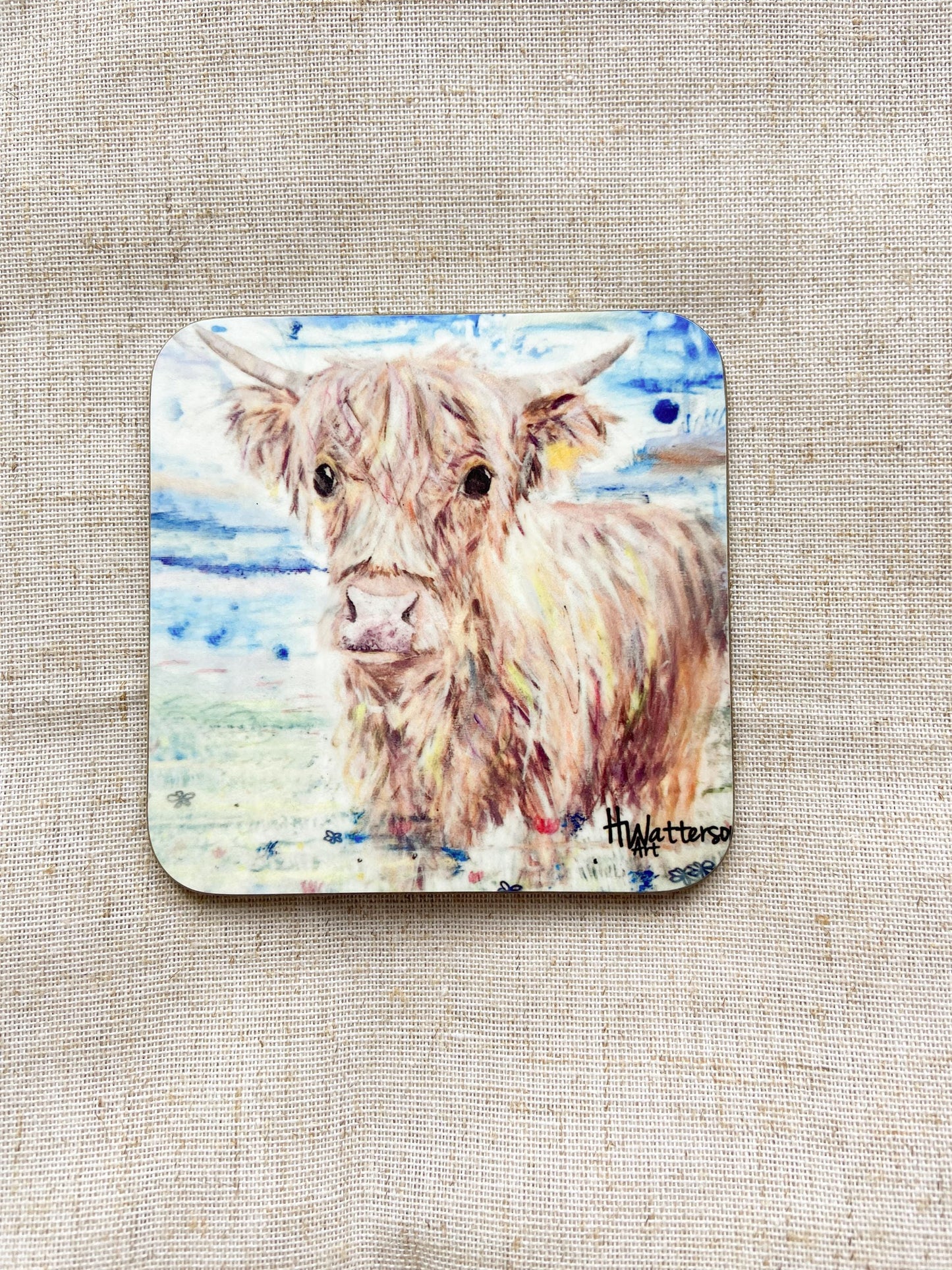 Elsie| Highland Cow Coaster Coaster | Colourful Farm Animal Drink Coaster