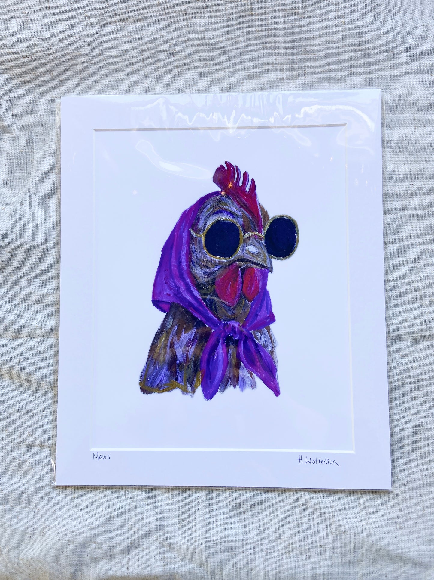 Mavis |  Sunglass lady | Hen Art Print | Colourful Farm Animal Print