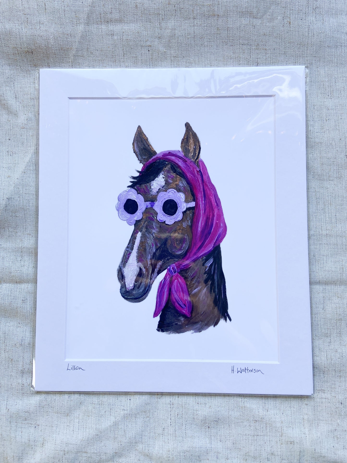 Lillian |  Sunglass lady | horse Art Print | Colourful Farm Animal Print