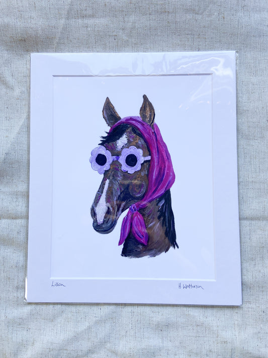 Lillian |  Sunglass lady | horse Art Print | Colourful Farm Animal Print