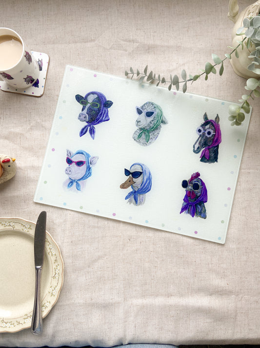 The Sunglass ladies | Glass Chopping Board