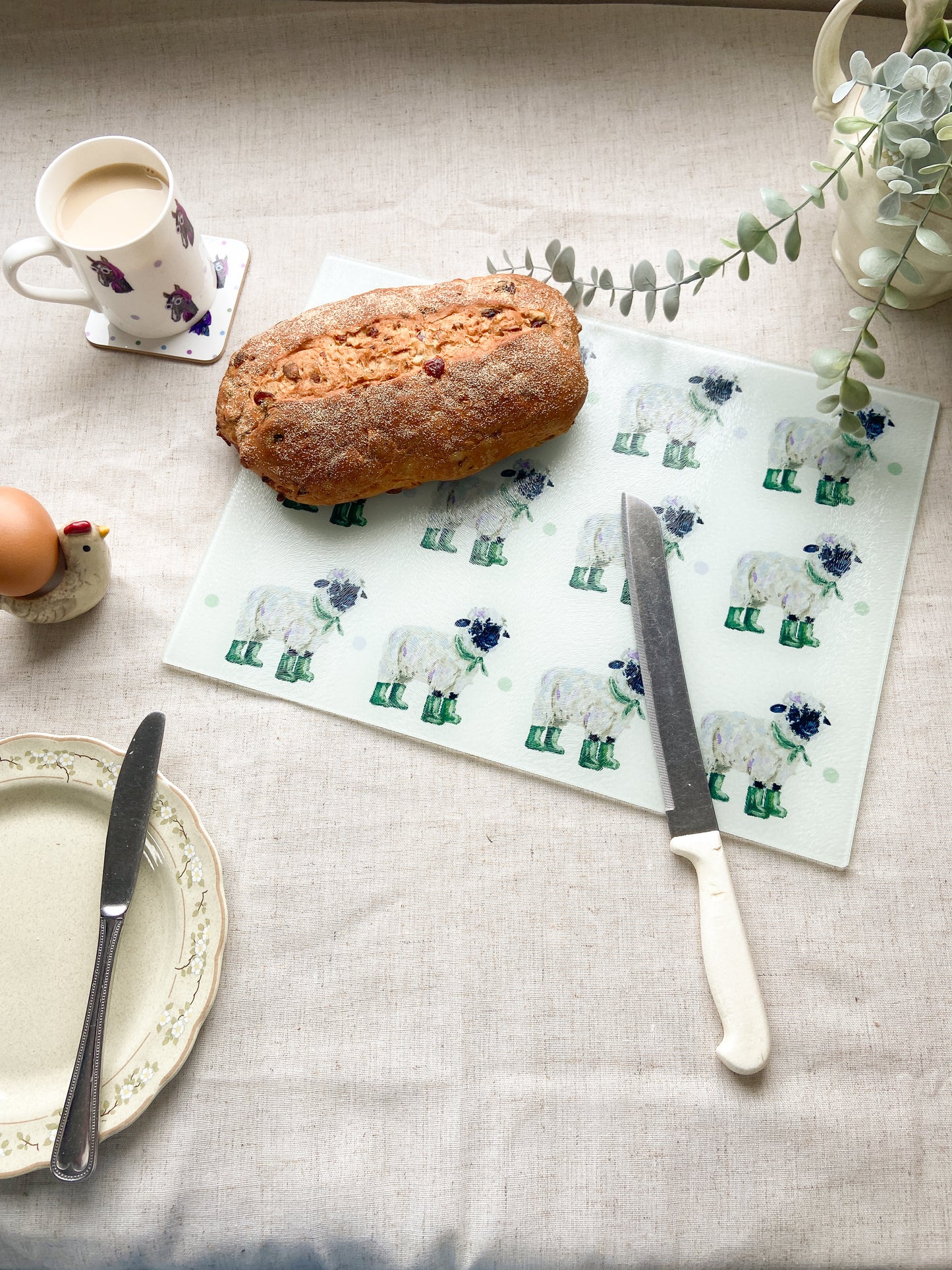 Welly Boot Sheep | Glass Chopping Board