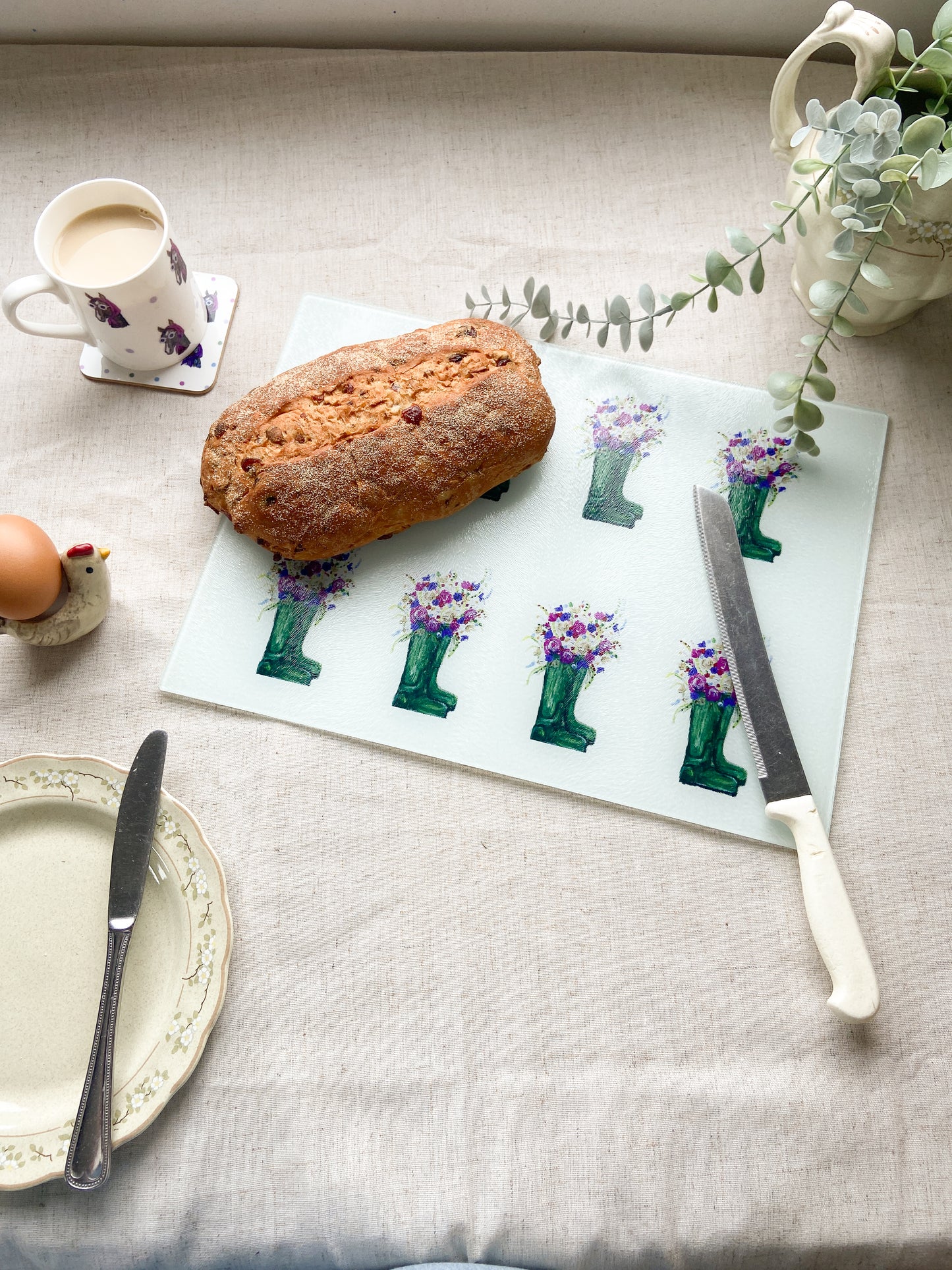 Bloomin Wellies | Glass Chopping Board